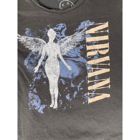 Nirvana In Utero Angel Crop Tee Black Graphic Womens M - Picture 5 of 6